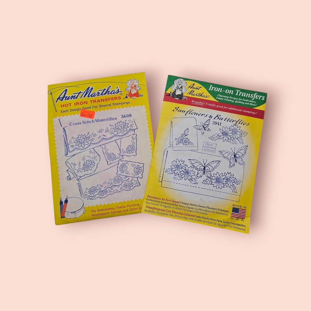 Aunt Martha Vintage Hot Iron Transfers 2 Sets sealed in Package